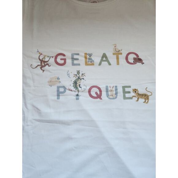 NWOT GELATO PIQUE Animal Print Oversized T-shirt One Size White #FB418 - Picture 4 of 6